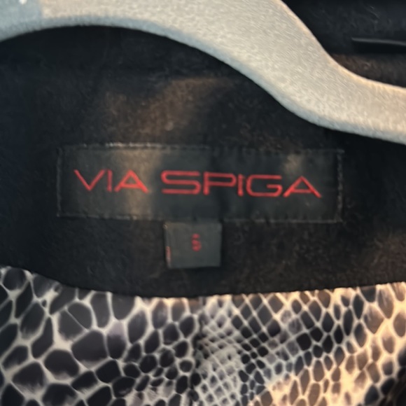 Via Spiga Black Wool Belted Pea Coat - Picture 2 of 2